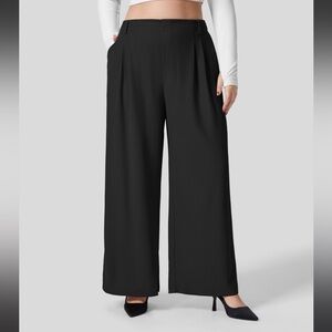 Halara High Waisted Plicated Side Pocket Wide Leg Waffle Plus Size Pants NEW!!
